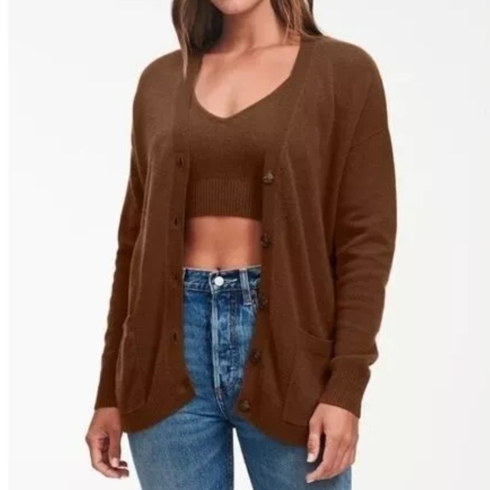 Naadam Signature Cashmere Boyfriend Cardigan Sweater Medium